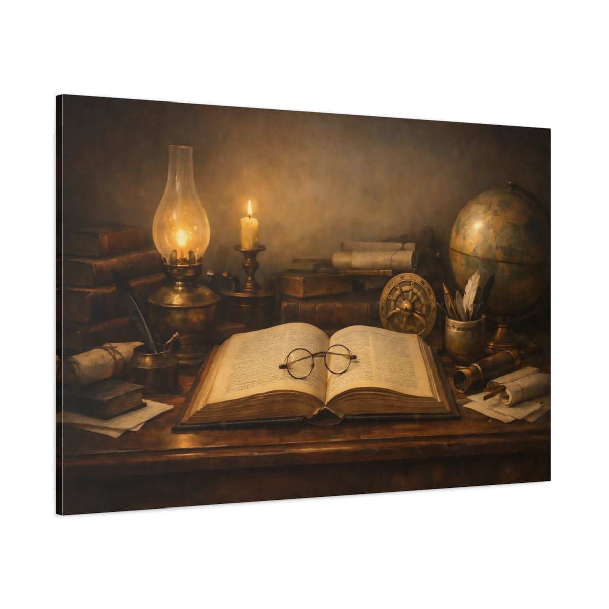 Vintage Open Book Brown - Canvas Wall Art Print - YesArtYes