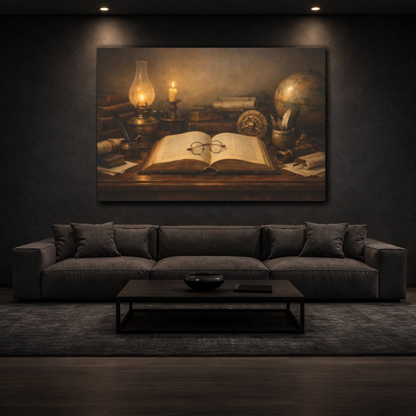Vintage Open Book Brown - Canvas Wall Art Print - YesArtYes