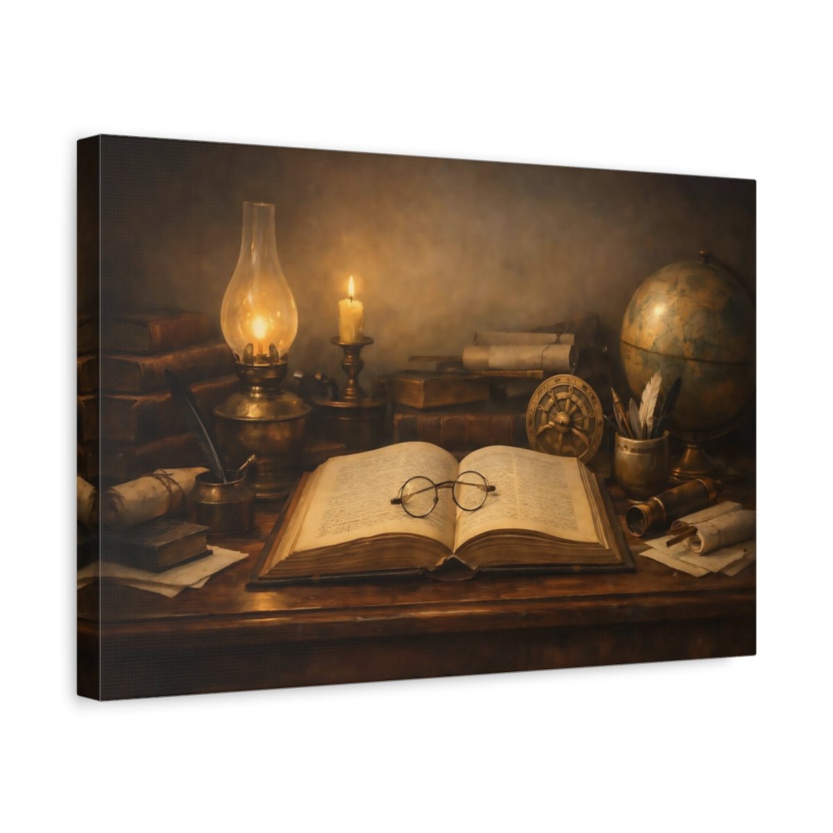 Vintage Open Book Brown - Canvas Wall Art Print - YesArtYes