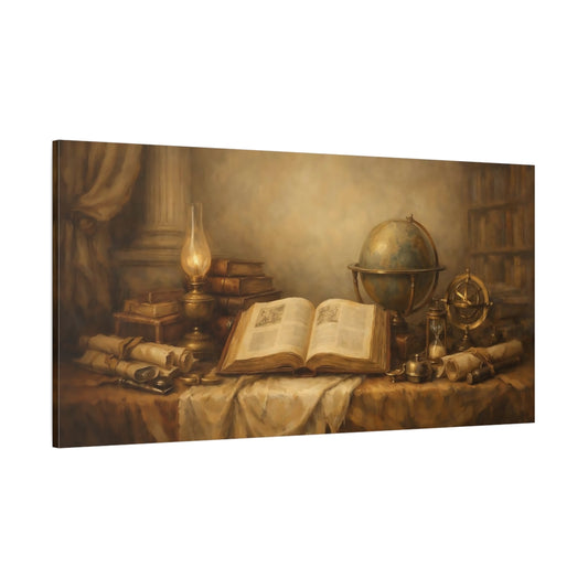 Main Mockup. Vintage Open Book Vintage Study Decor shown as stretched canvas wall art