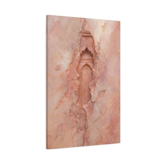 Main Mockup. Vintage Ornate Niche Rose Pink Ornate Wall shown as stretched canvas wall art