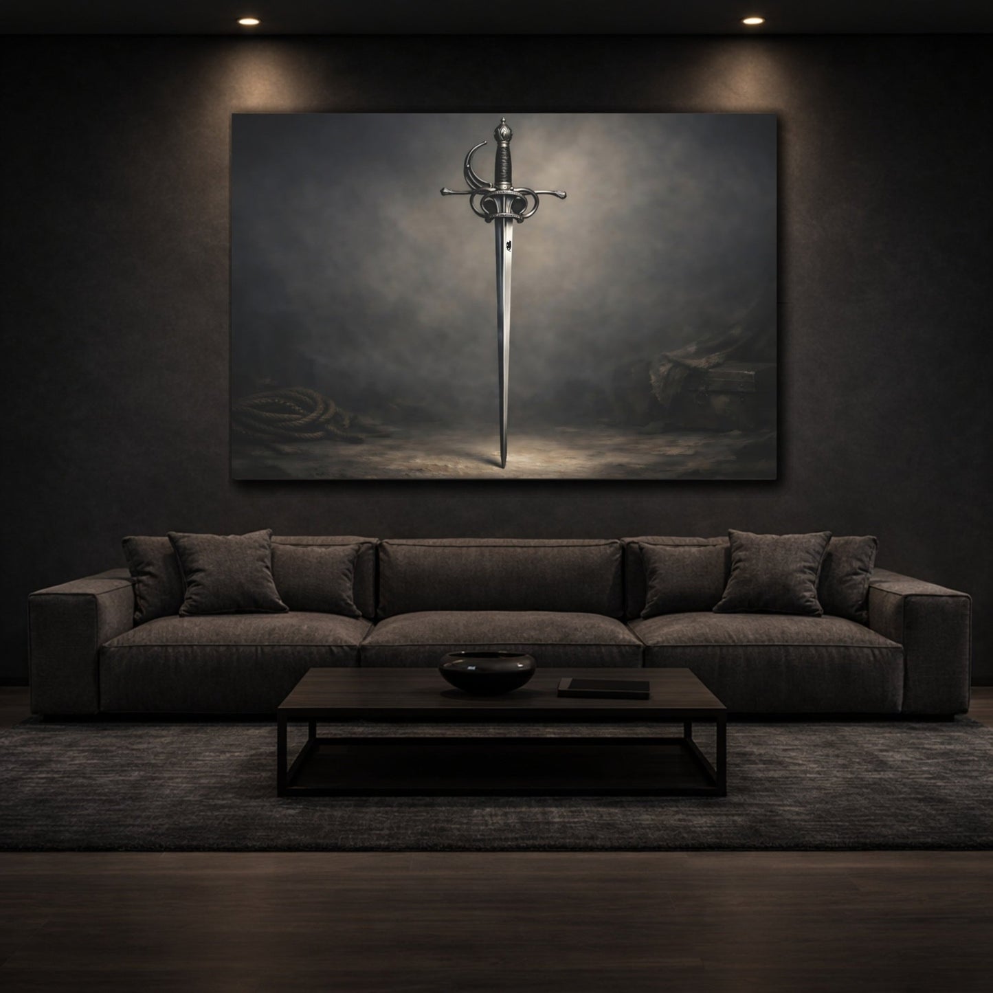Vintage Ornate Sword Dark - Canvas Wall Art Print - YesArtYes