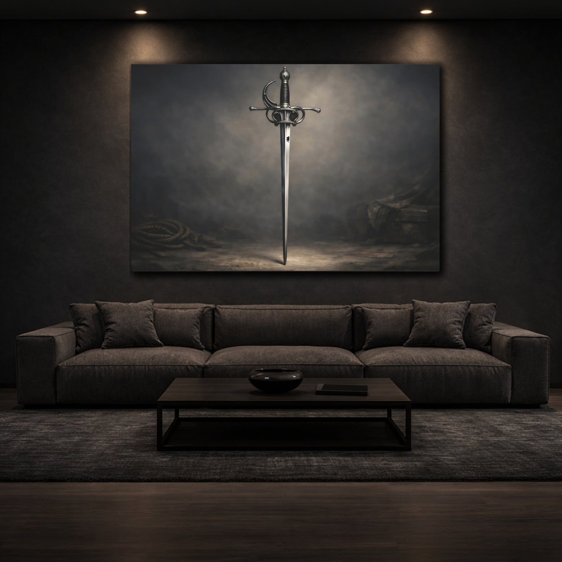 Vintage Ornate Sword Dark - Canvas Wall Art Print - YesArtYes