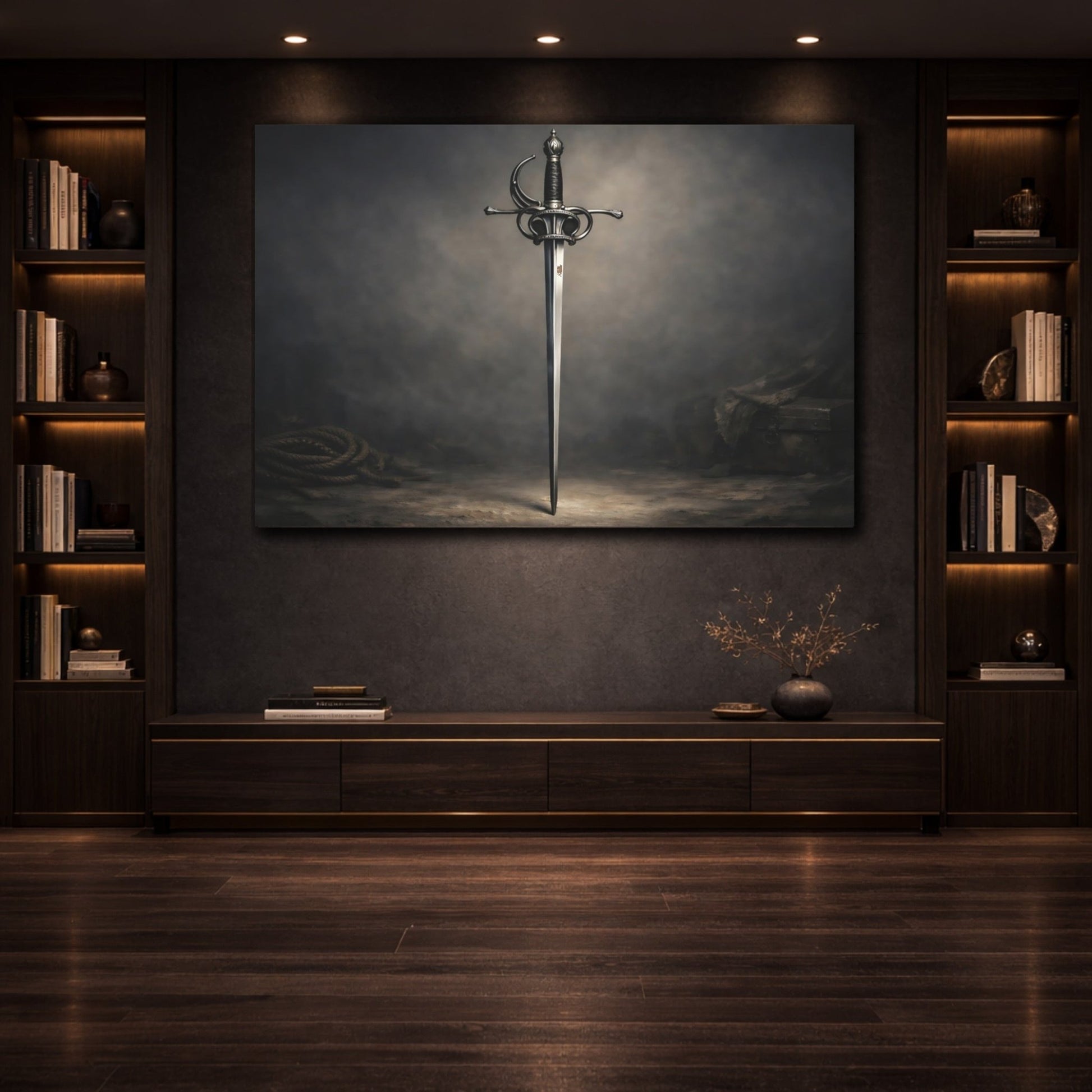 Vintage Ornate Sword Dark - Canvas Wall Art Print - YesArtYes