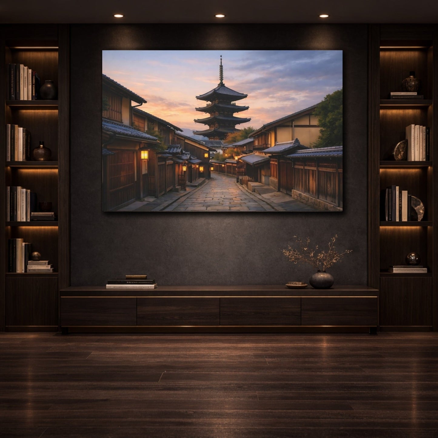 Vintage Pagoda Traditional Japanese - Canvas Wall Art Print - YesArtYes
