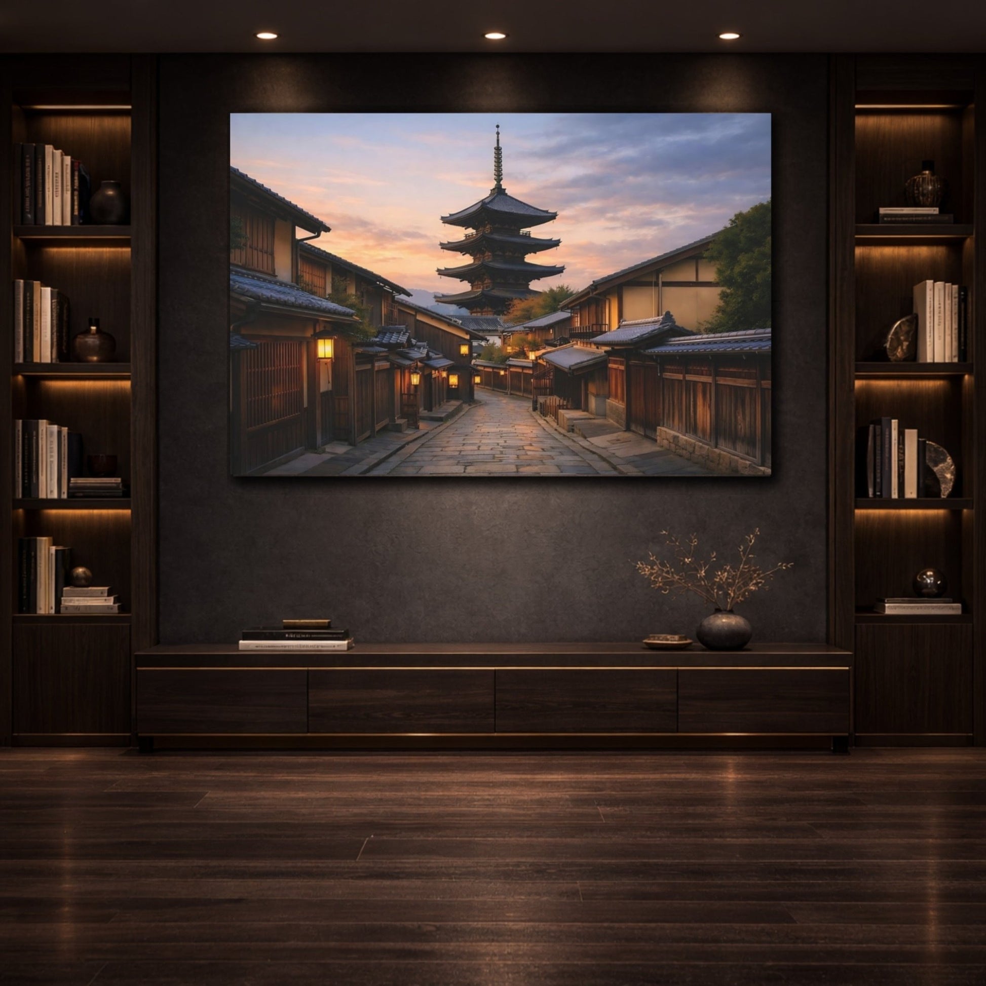 Vintage Pagoda Traditional Japanese - Canvas Wall Art Print - YesArtYes