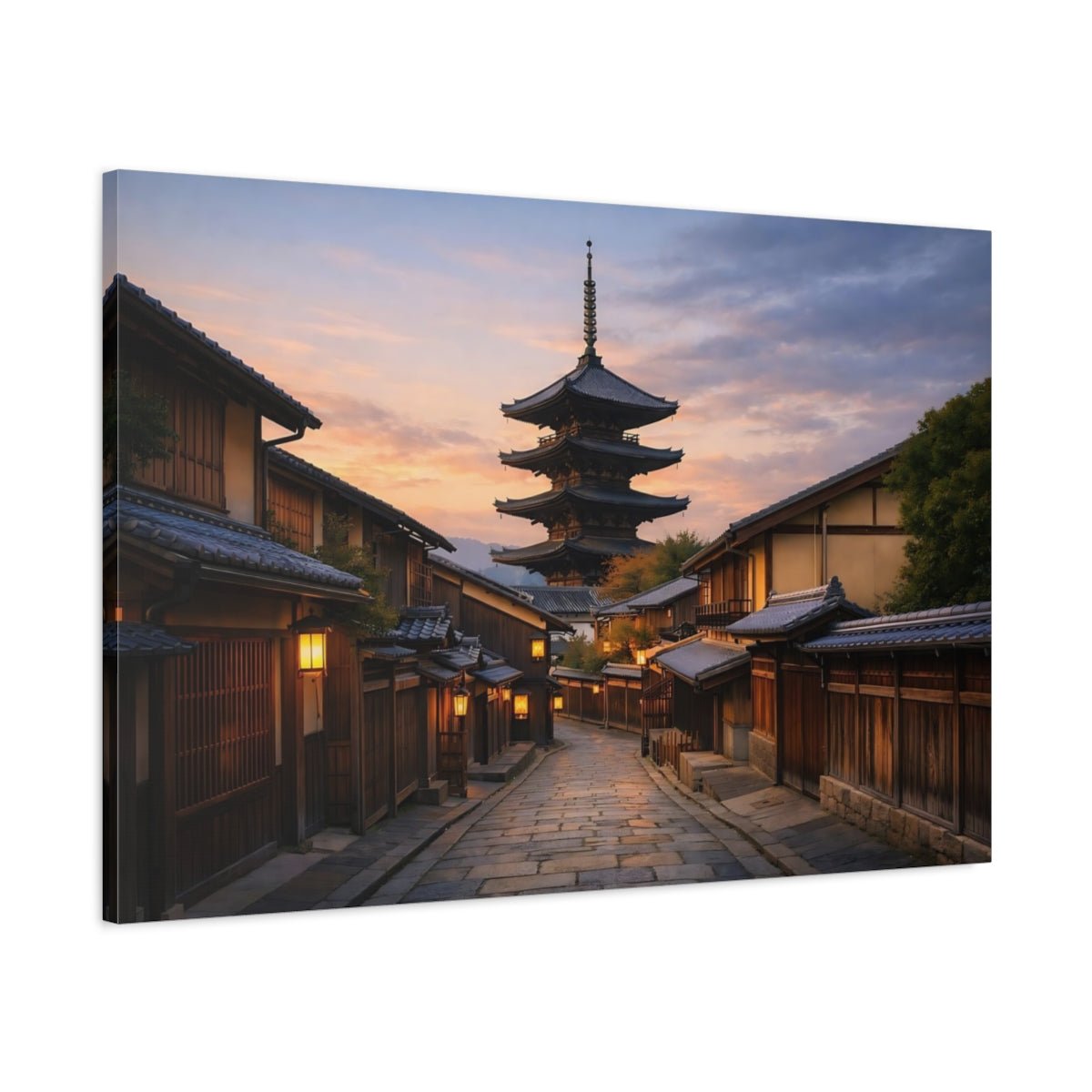 Vintage Pagoda Traditional Japanese - Canvas Wall Art Print - YesArtYes