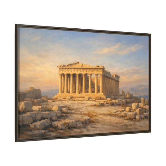 Main Mockup. Vintage Parthenon Golden Parthenon shown as stretched canvas wall art