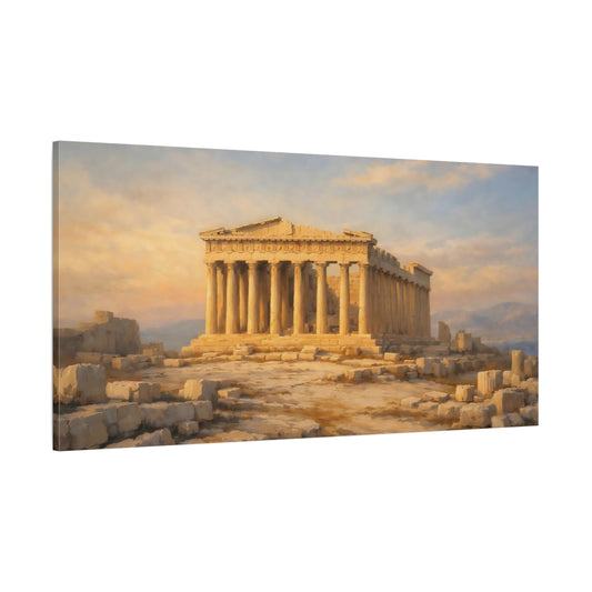 Main Mockup. Vintage Parthenon Golden Parthenon shown as stretched canvas wall art