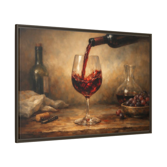 Main Mockup. Vintage Red Wine Red Wine Still Life shown as stretched canvas wall art