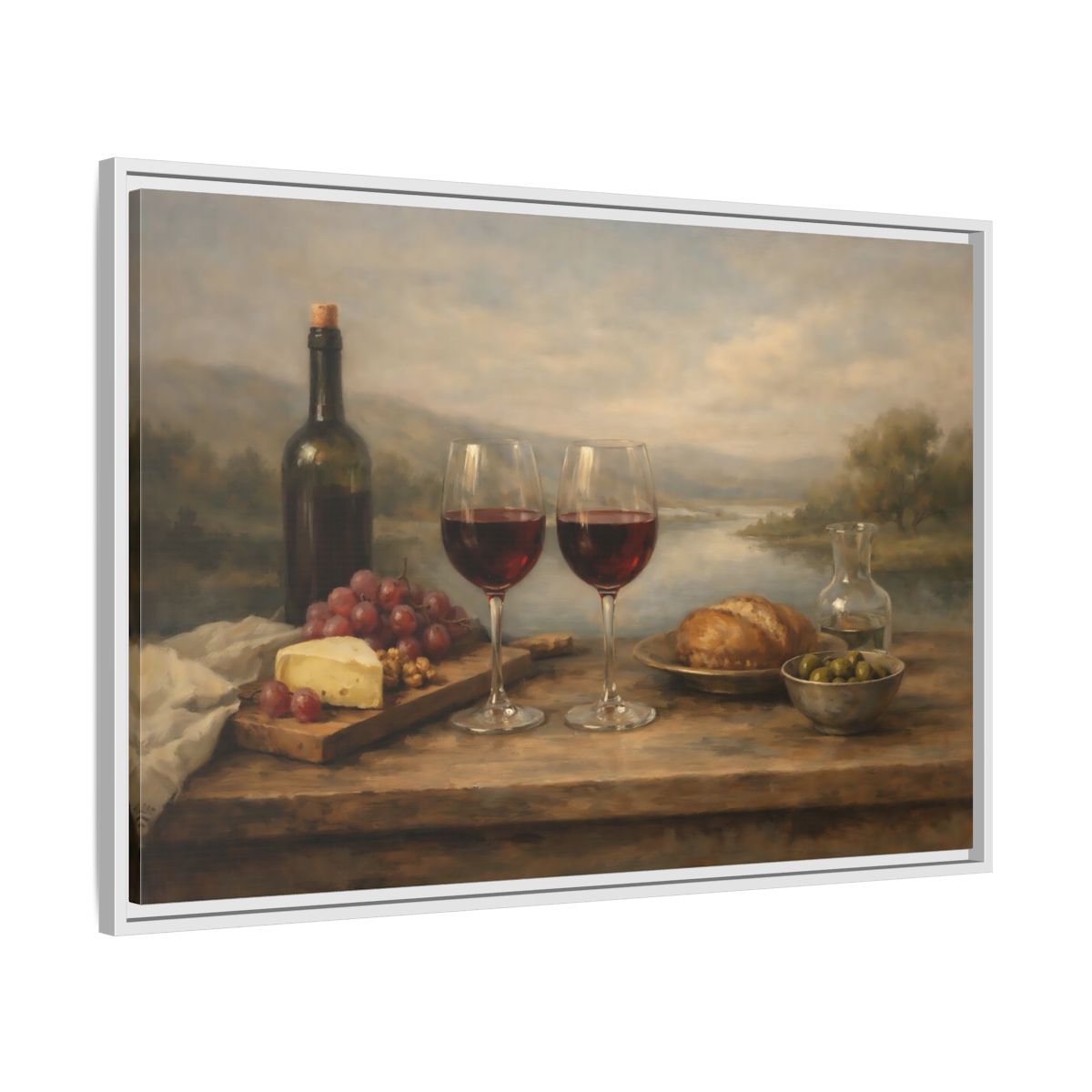 Side Mockup 8. Vintage Red Wine Rustic Wine shown as stretched canvas wall art