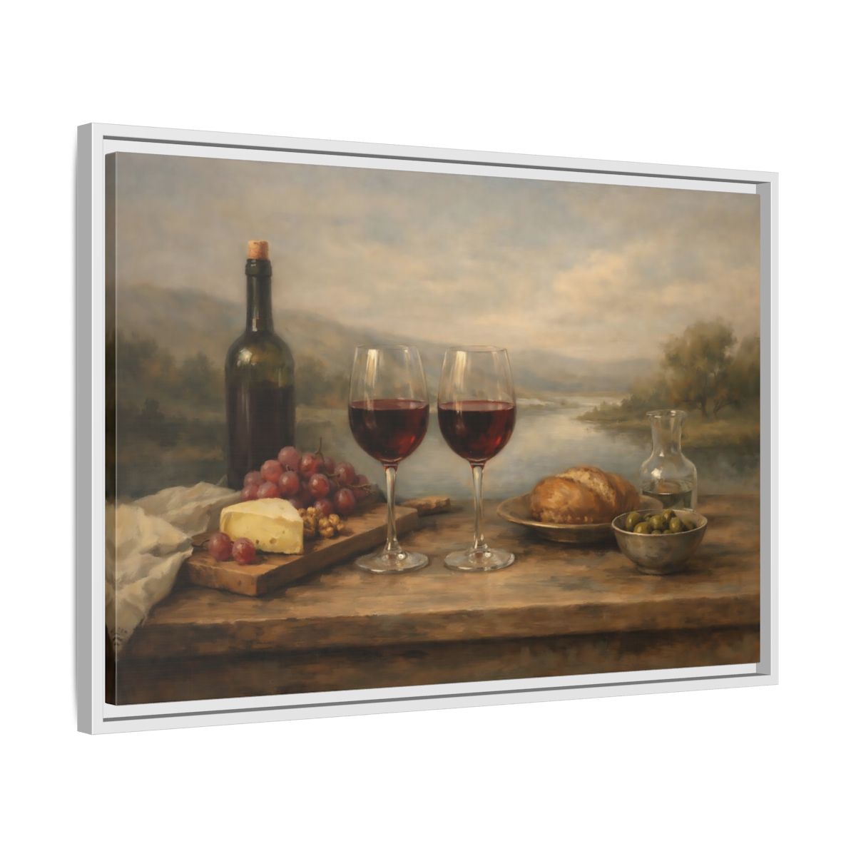 Side Mockup 10. Vintage Red Wine Rustic Wine shown as stretched canvas wall art