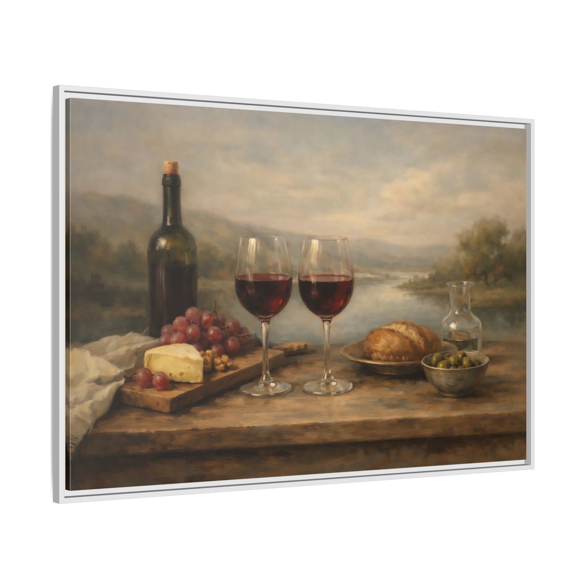 Side Mockup 7. Vintage Red Wine Rustic Wine shown as stretched canvas wall art