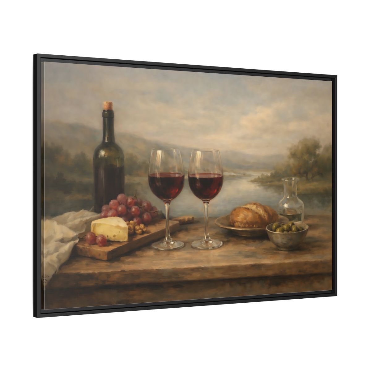 Side Mockup 12. Vintage Red Wine Rustic Wine shown as stretched canvas wall art