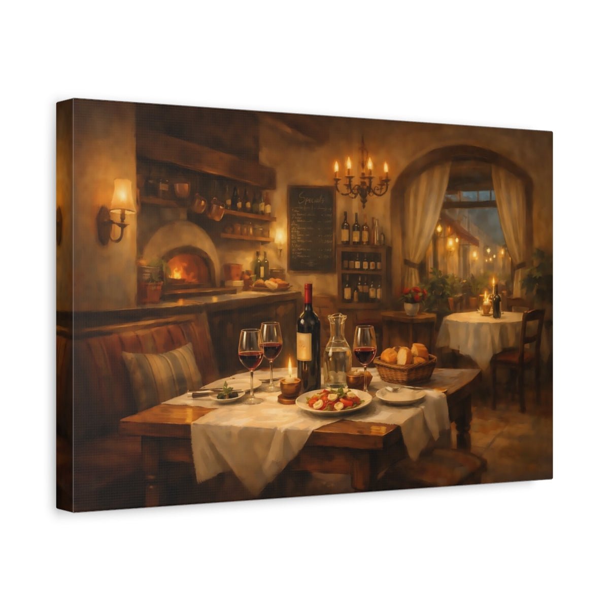 Vintage Restaurant Interior Rustic Dining - Canvas Wall Art Print - YesArtYes