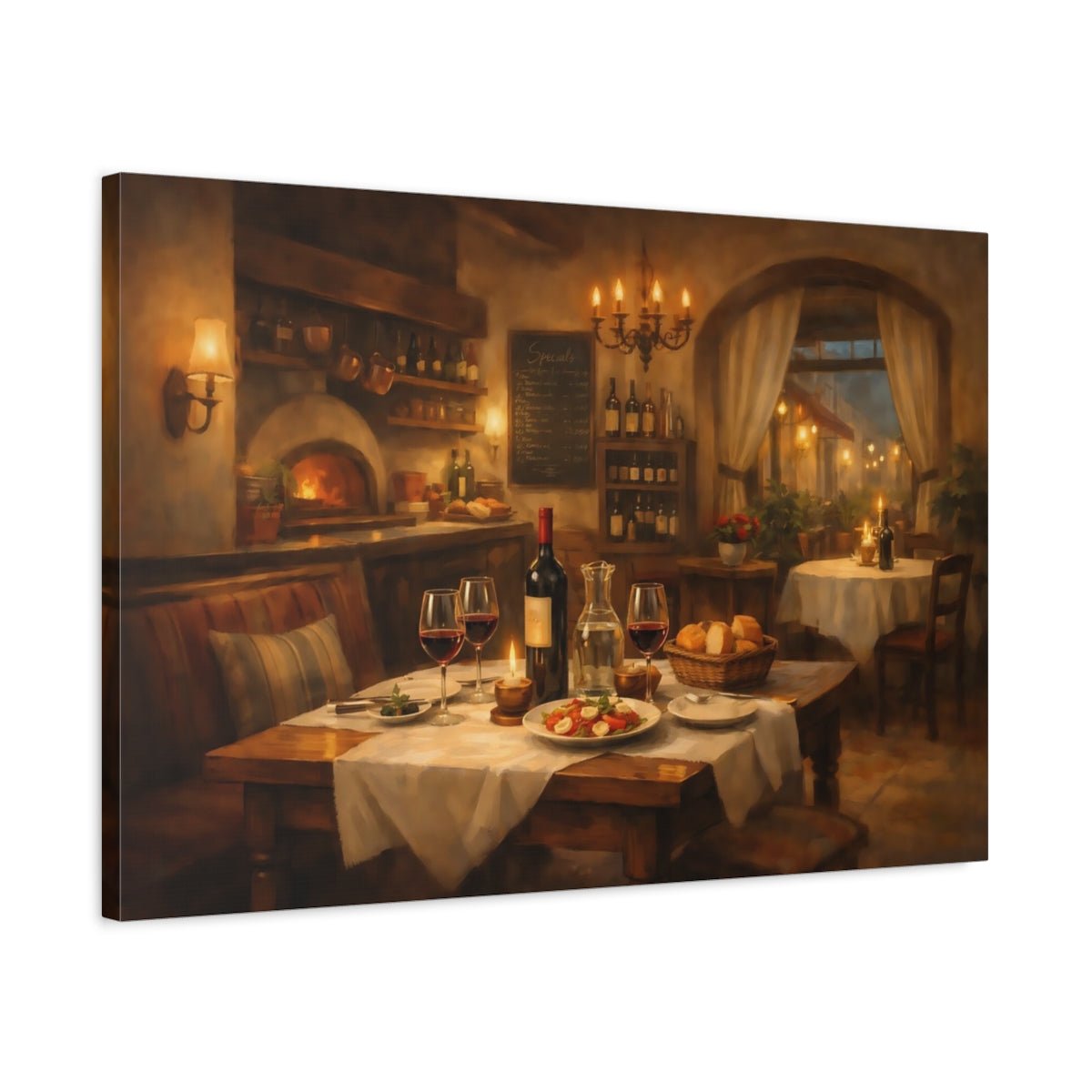Vintage Restaurant Interior Rustic Dining - Canvas Wall Art Print - YesArtYes