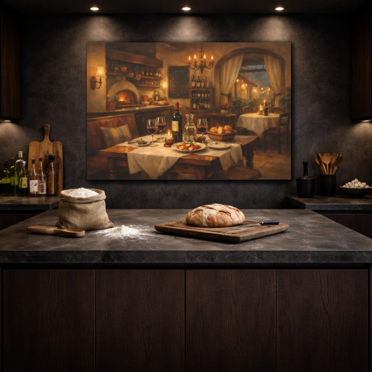 Vintage Restaurant Interior Rustic Dining - Canvas Wall Art Print - YesArtYes