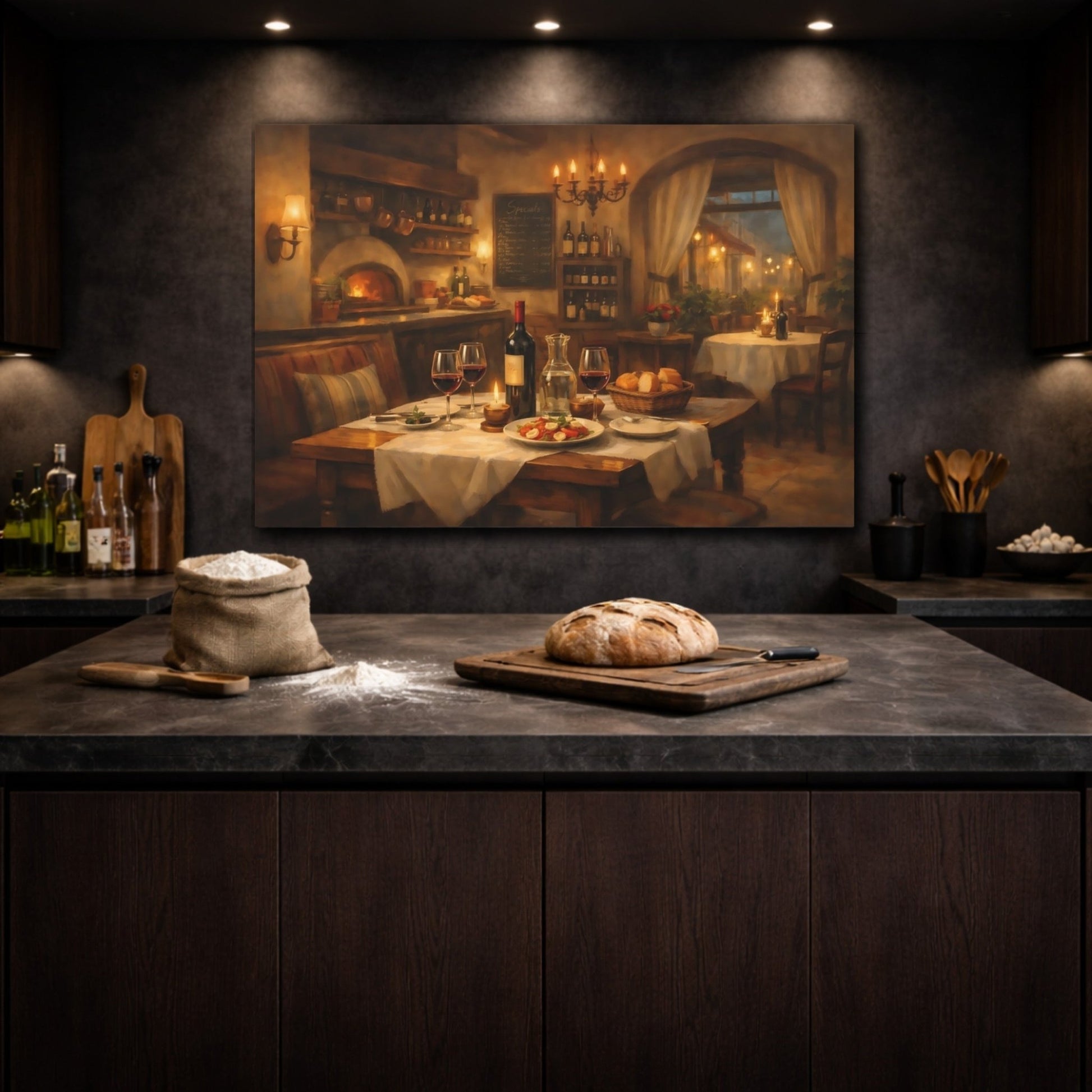 Vintage Restaurant Interior Rustic Dining - Canvas Wall Art Print - YesArtYes