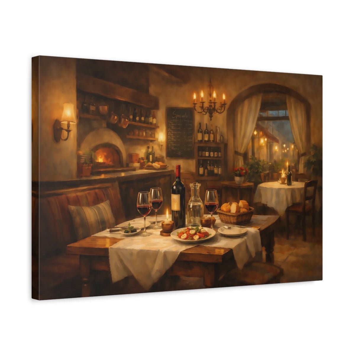 Vintage Restaurant Interior Rustic Dining - Canvas Wall Art Print - YesArtYes