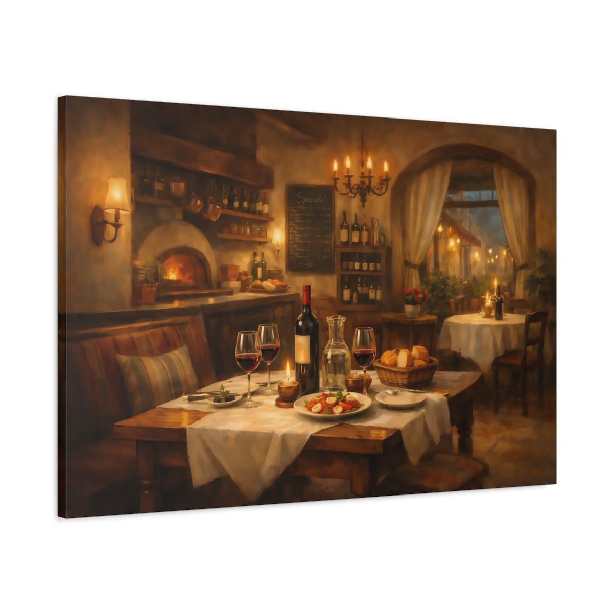 Vintage Restaurant Interior Rustic Dining - Canvas Wall Art Print - YesArtYes