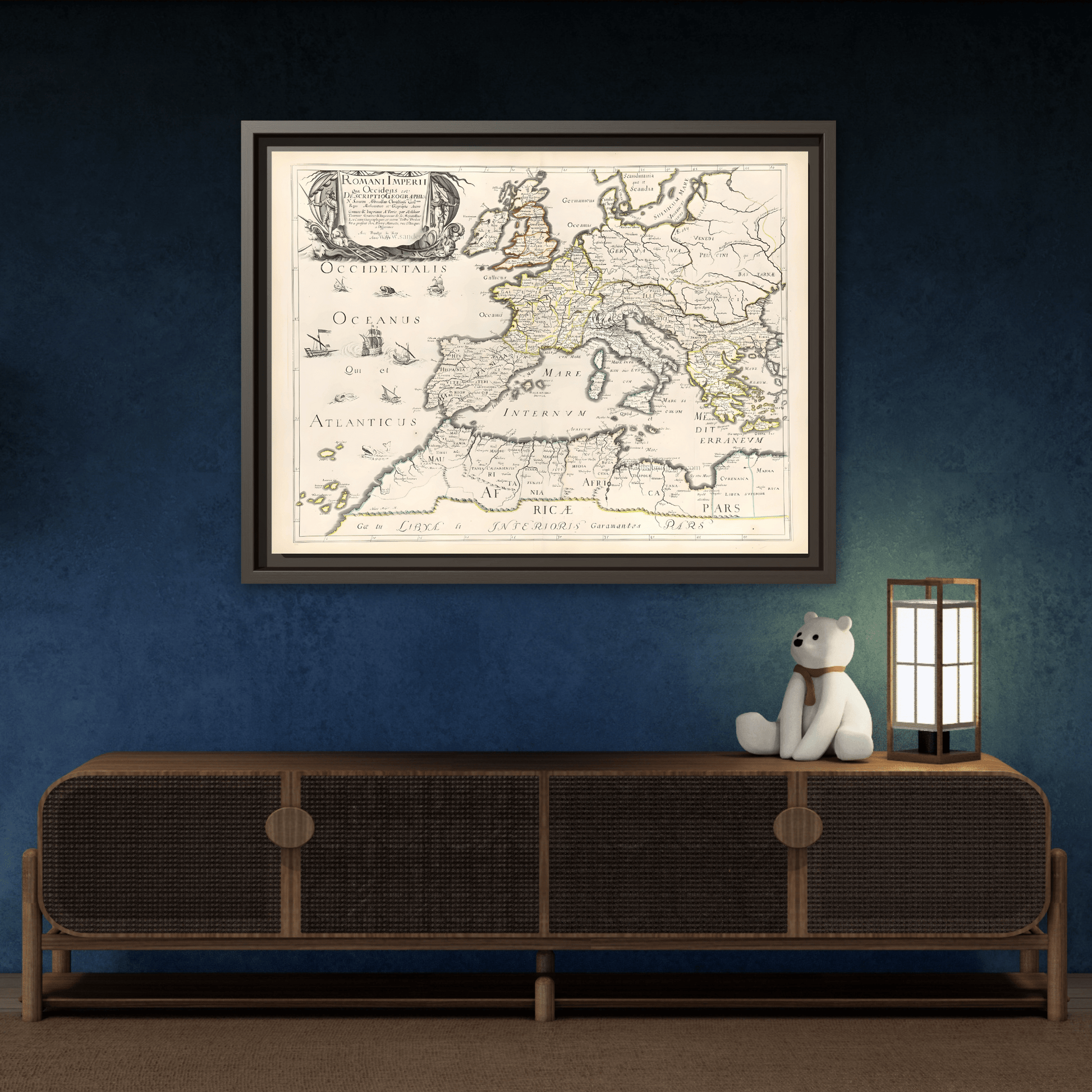 Vintage Roman Empire Map Canvas Print - Framed Nicolas Sanson Wall Art - YesArtYes
