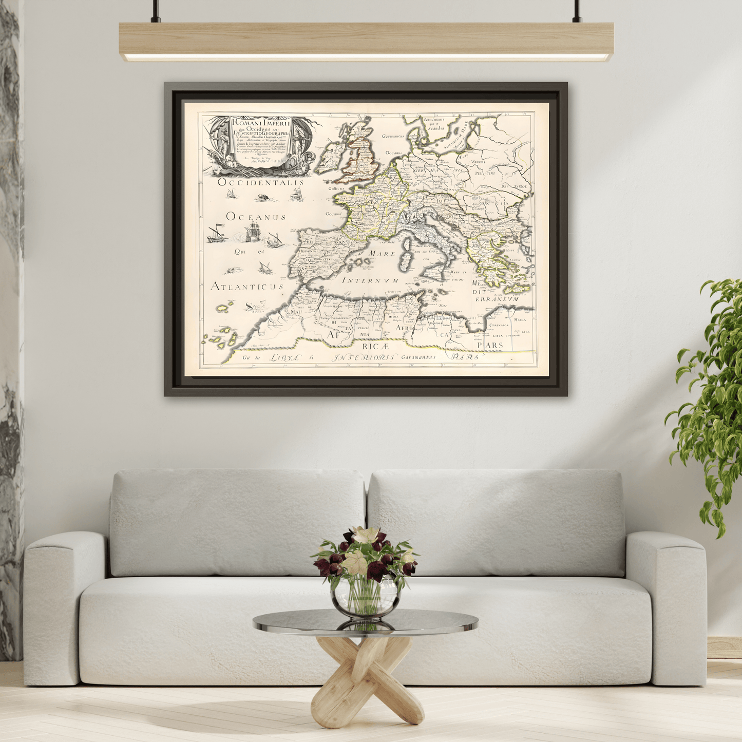 Vintage Roman Empire Map Canvas Print - Framed Nicolas Sanson Wall Art - YesArtYes