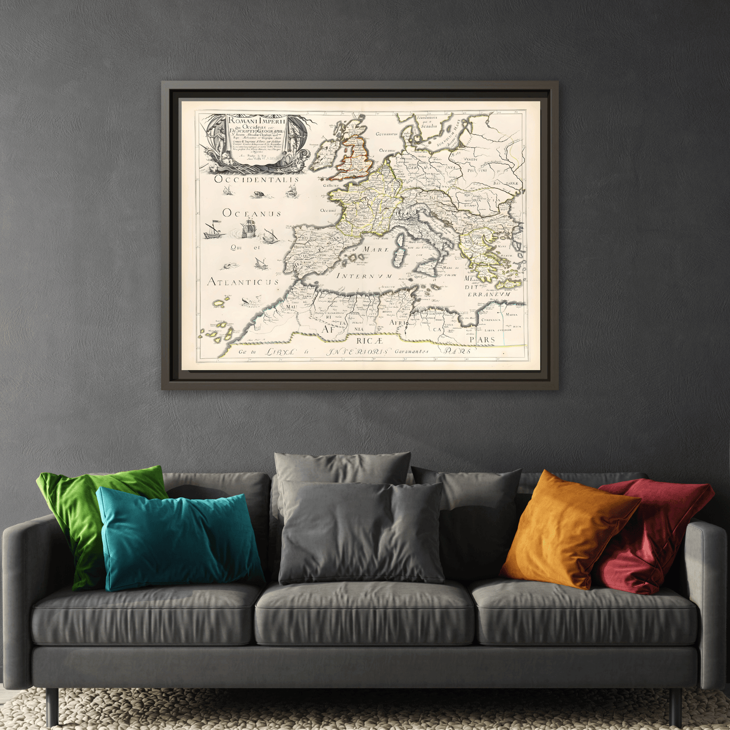 Vintage Roman Empire Map Canvas Print - Framed Nicolas Sanson Wall Art - YesArtYes
