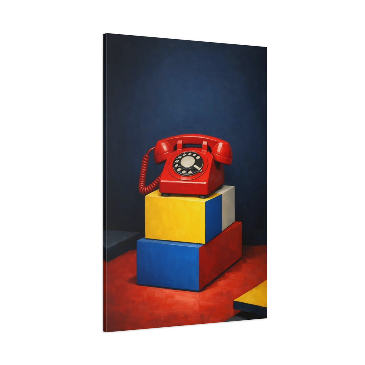Main Mockup. Vintage Rotary Phone Red Rotary Phone shown as stretched canvas wall art