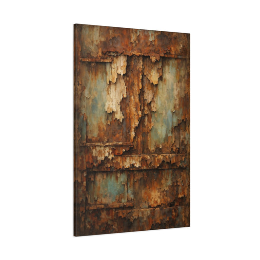 Main Mockup. Vintage Rusty Texture Brown And Blue Texture shown as stretched canvas wall art