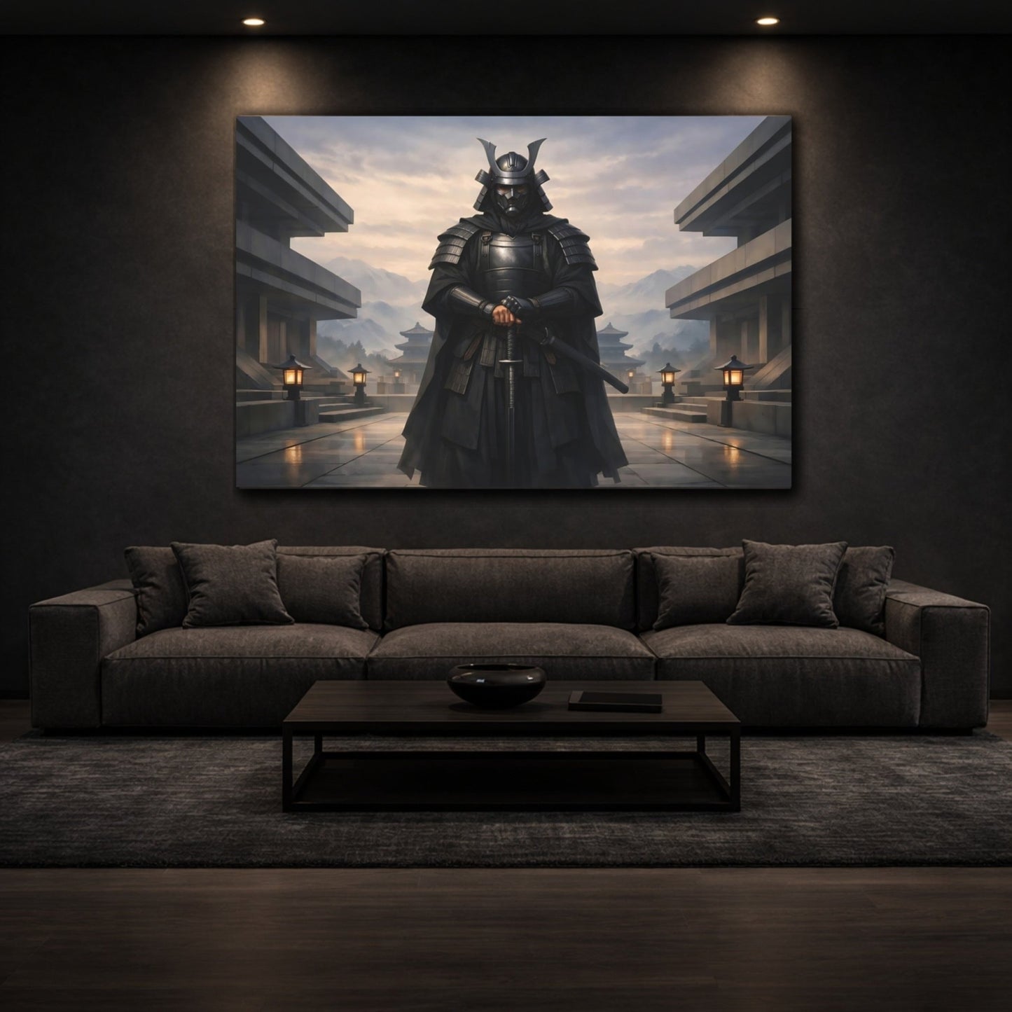 Vintage Samurai Warrior Black - Canvas Wall Art Print - YesArtYes