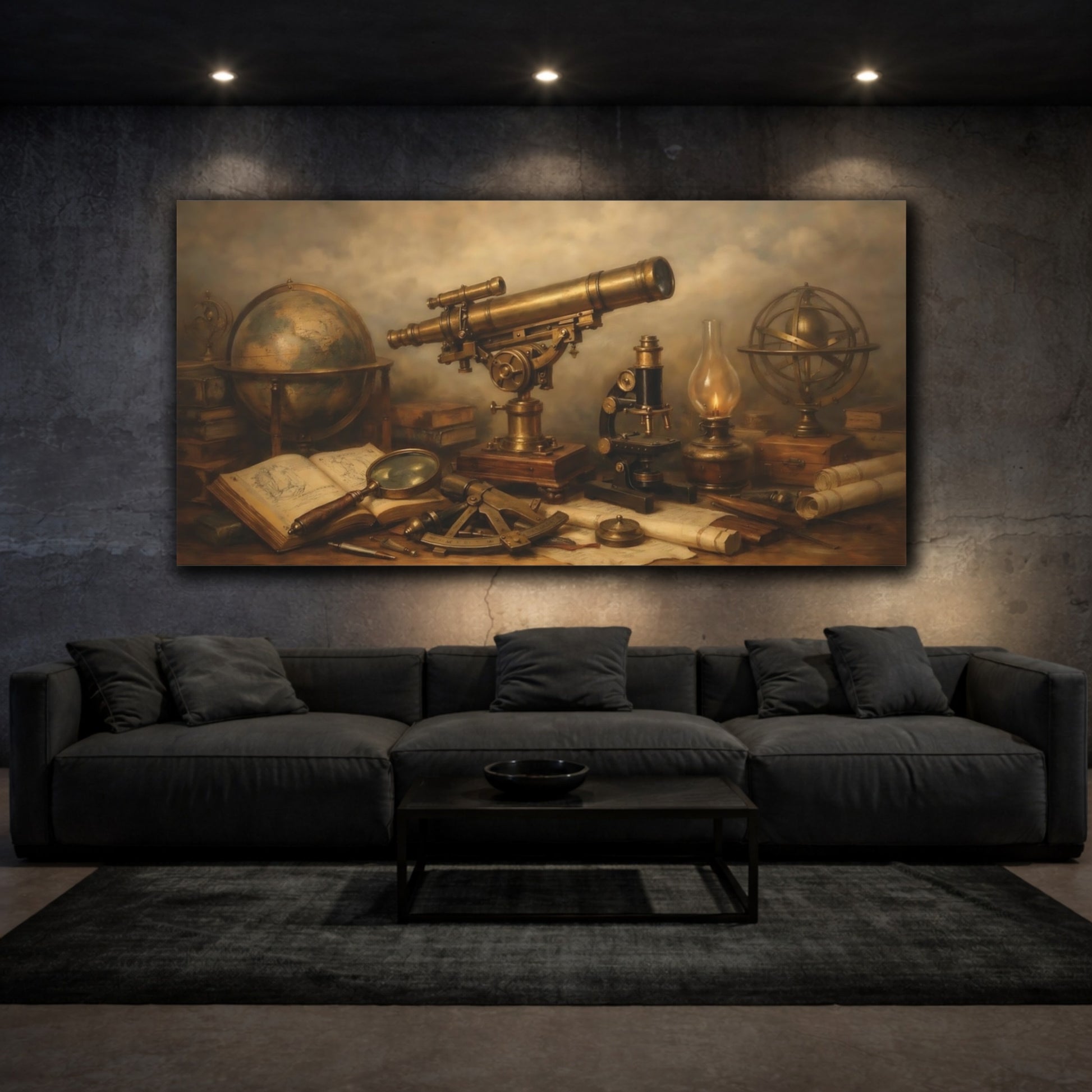 Mockup 2. Vintage Scientific Instruments Vintage Instruments shown as stretched canvas wall art