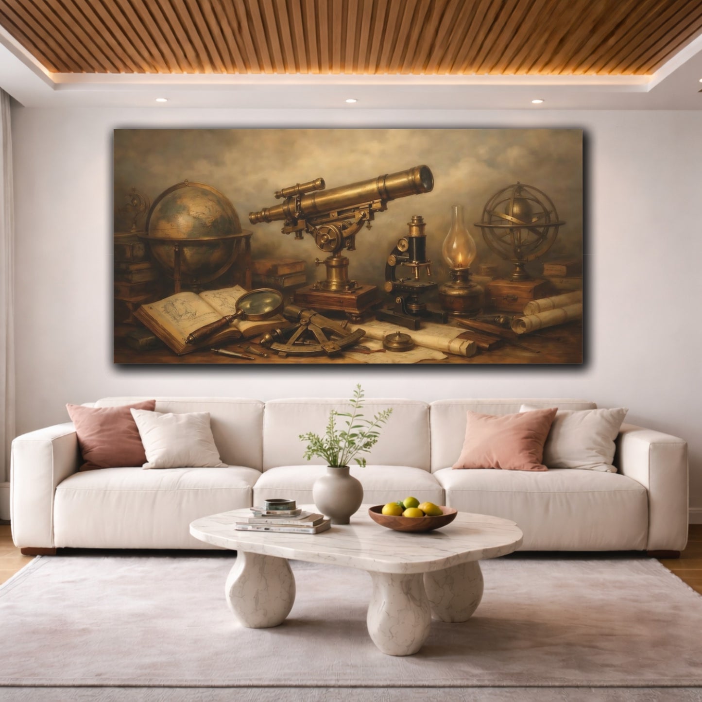 Mockup 3. Vintage Scientific Instruments Vintage Instruments shown as stretched canvas wall art