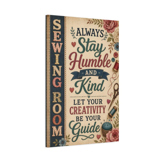 Vintage Sewing Quote Theme Canvas Wall Art Print – Craft Room Decor, Statement - YesArtYes