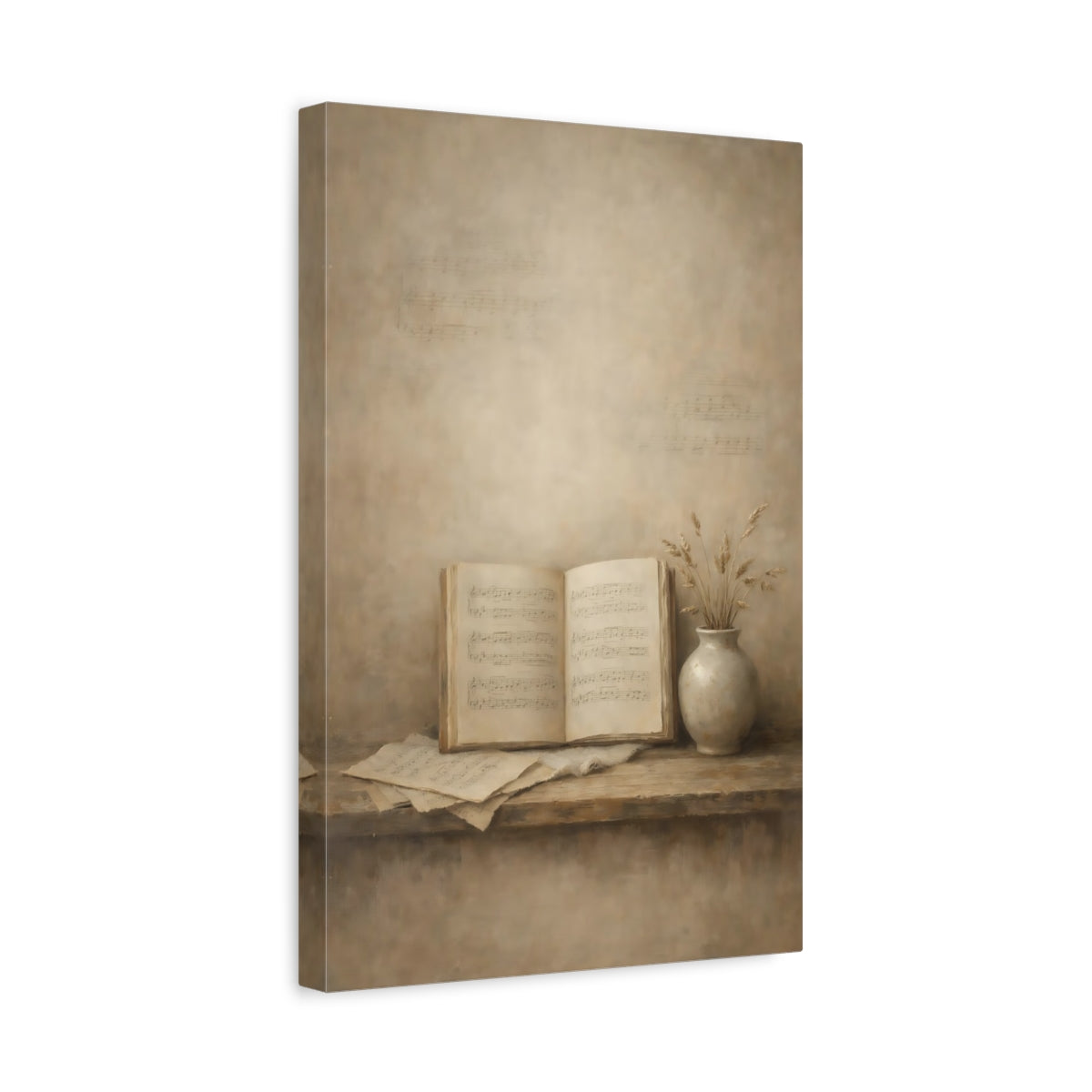 Side Mockup 4. Vintage Sheet Music Vintage Music shown as stretched canvas wall art