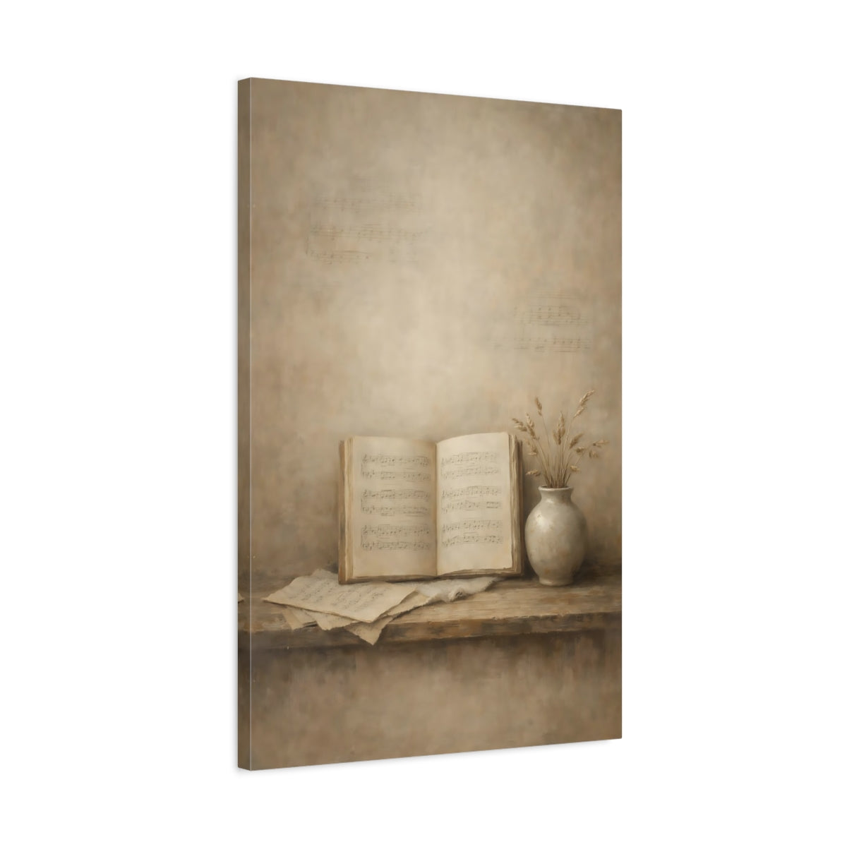 Side Mockup 2. Vintage Sheet Music Vintage Music shown as stretched canvas wall art