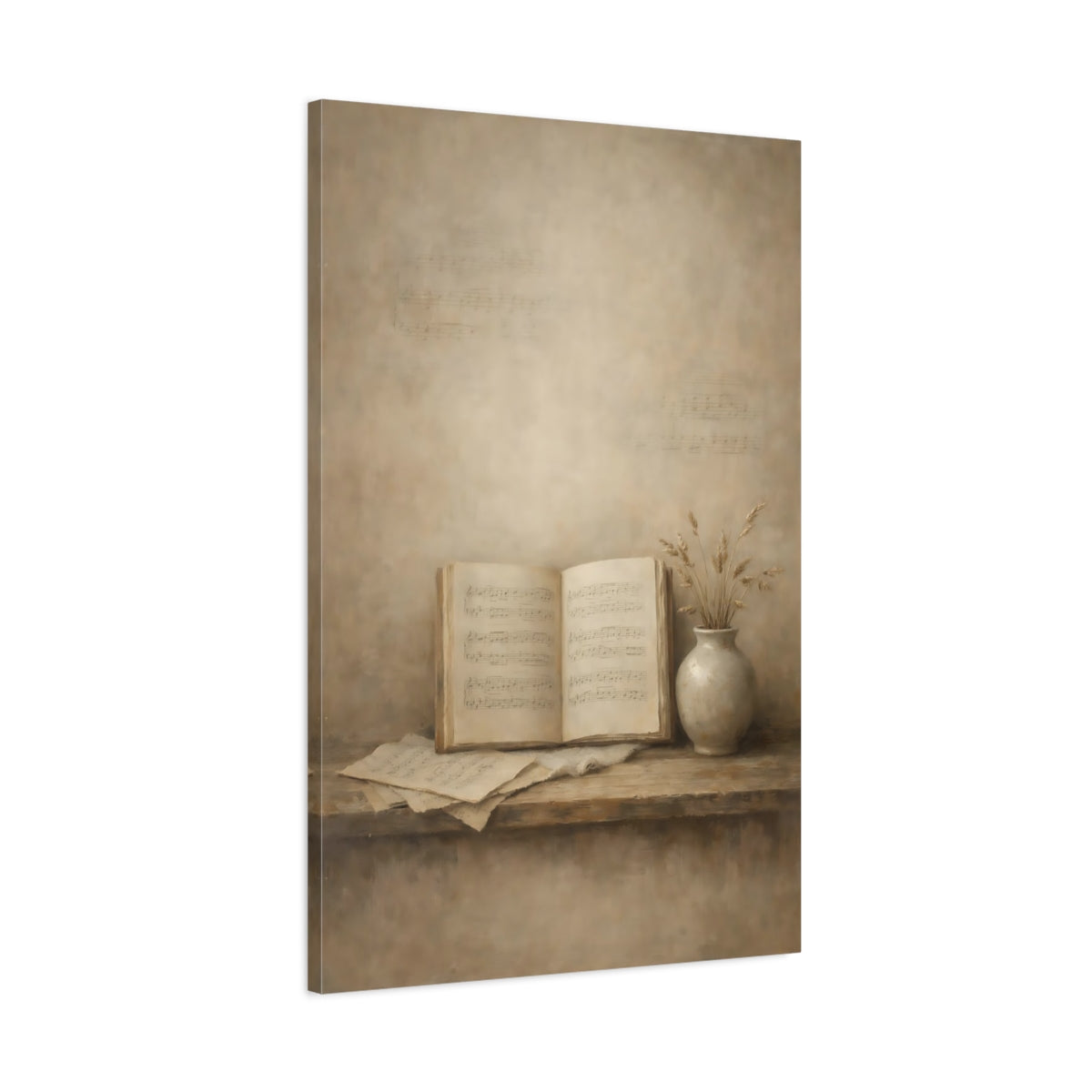 Side Mockup 1. Vintage Sheet Music Vintage Music shown as stretched canvas wall art