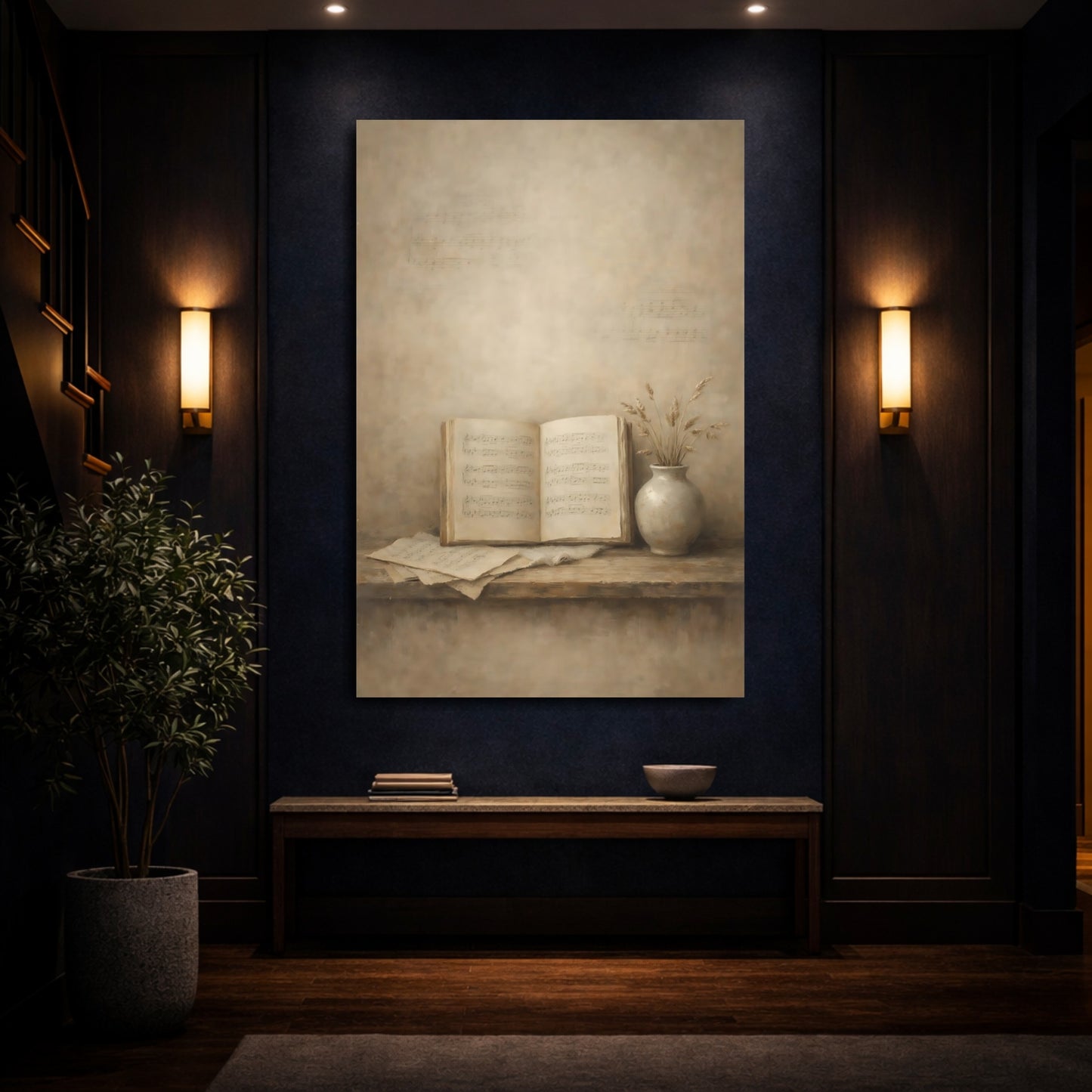 Mockup 3. Vintage Sheet Music Vintage Music shown as stretched canvas wall art