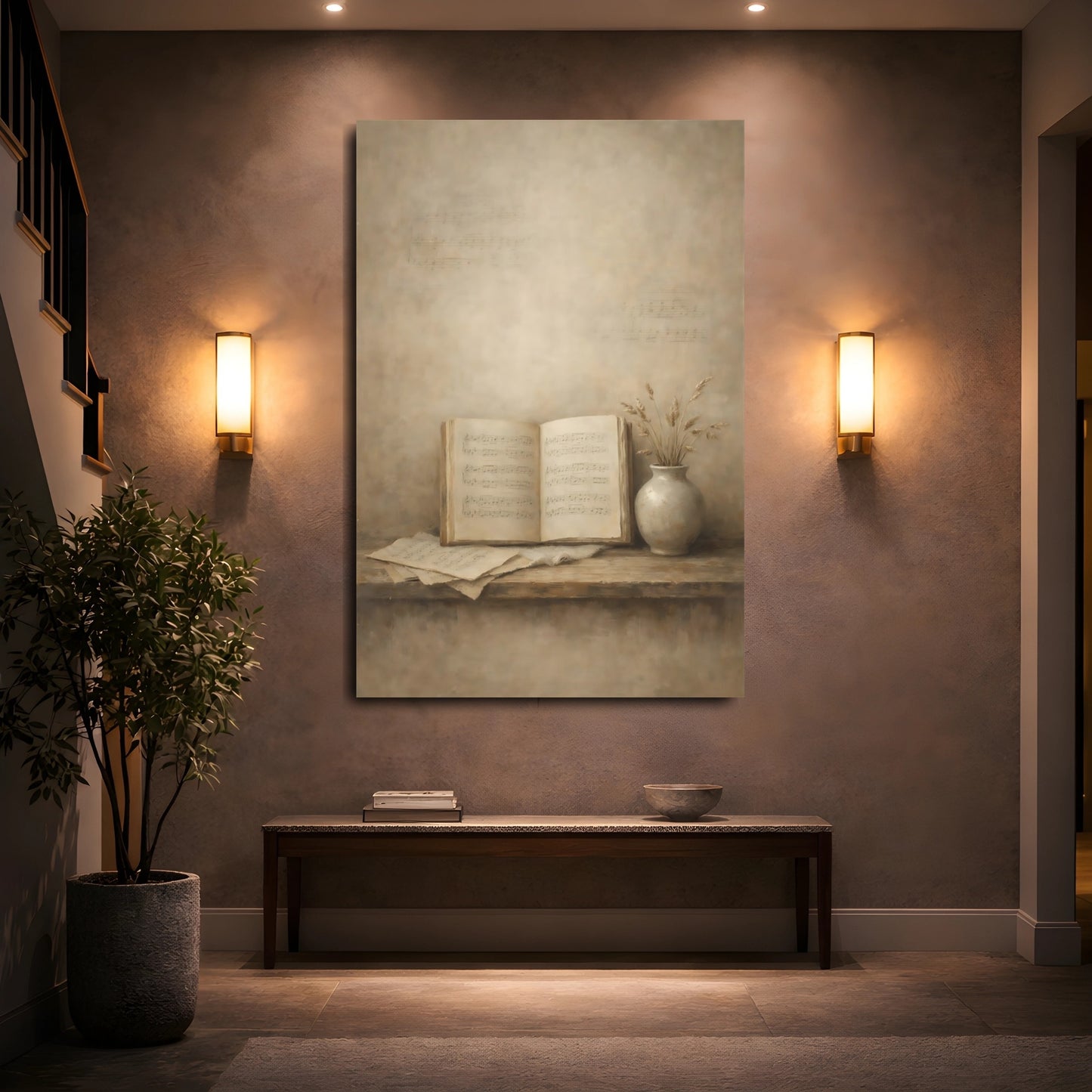 Mockup 4. Vintage Sheet Music Vintage Music shown as stretched canvas wall art