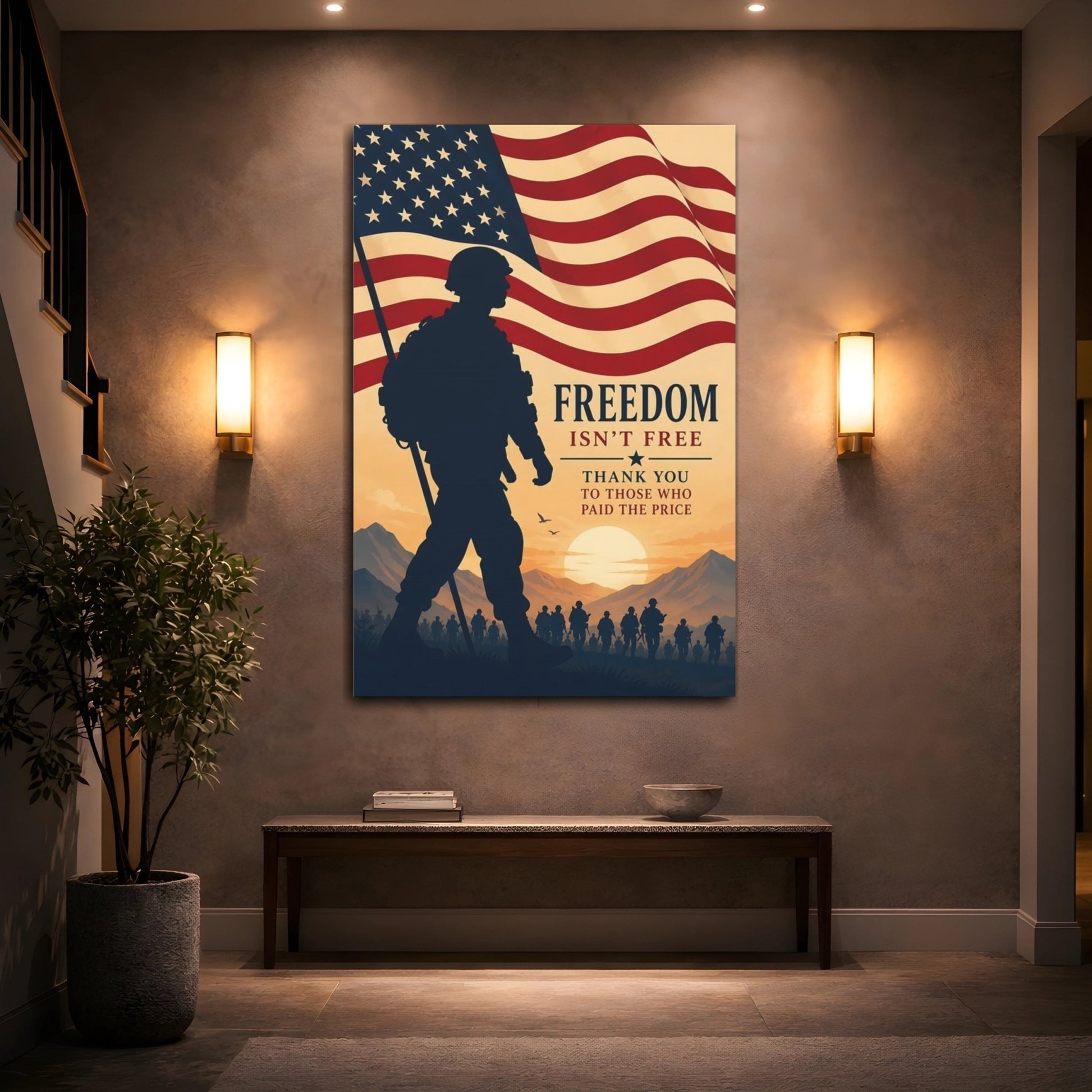 Vintage Soldiers Patriotic Military Canvas Wall Art Print – Living Room, Above Console Table - YesArtYes