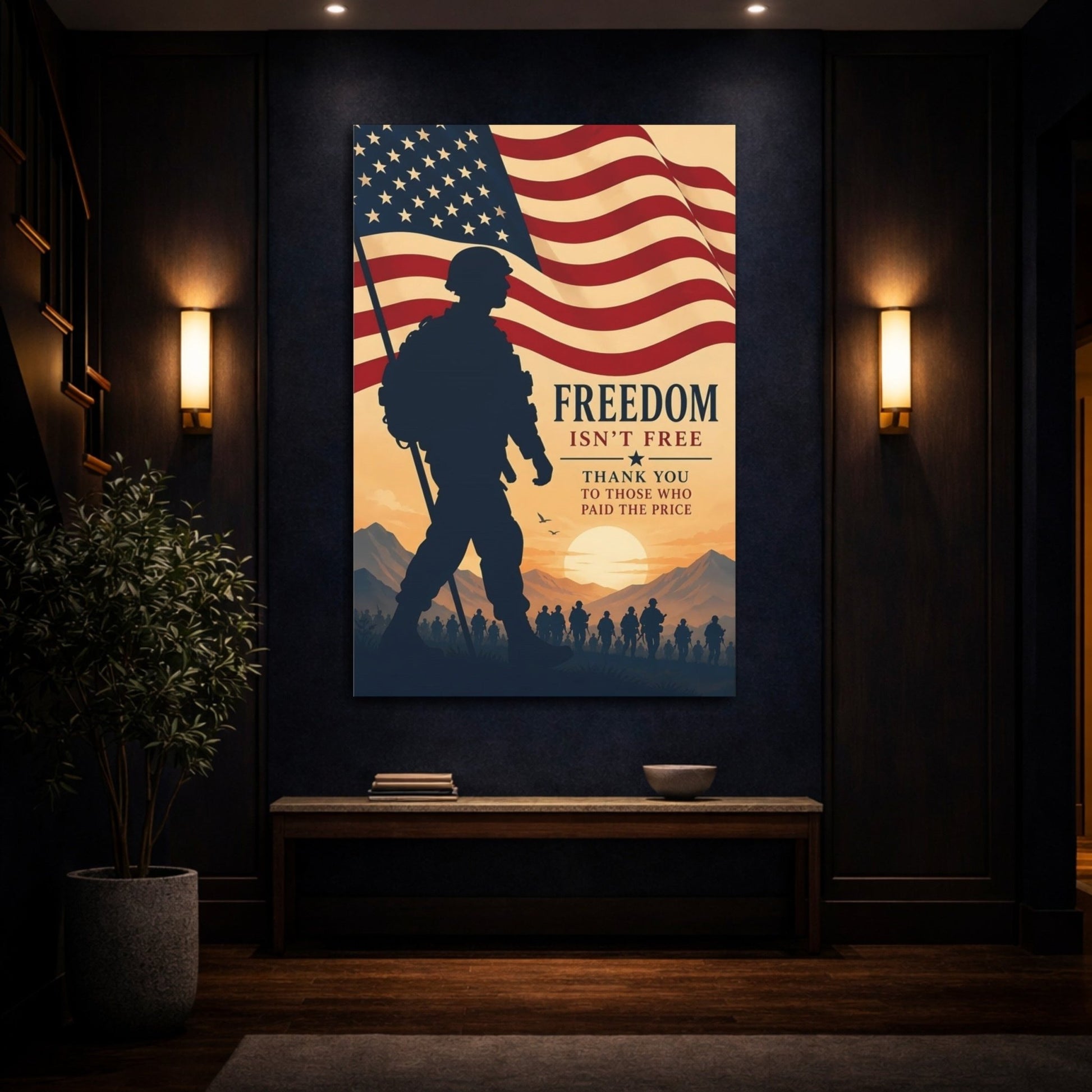 Vintage Soldiers Patriotic Military Canvas Wall Art Print – Living Room, Above Console Table - YesArtYes