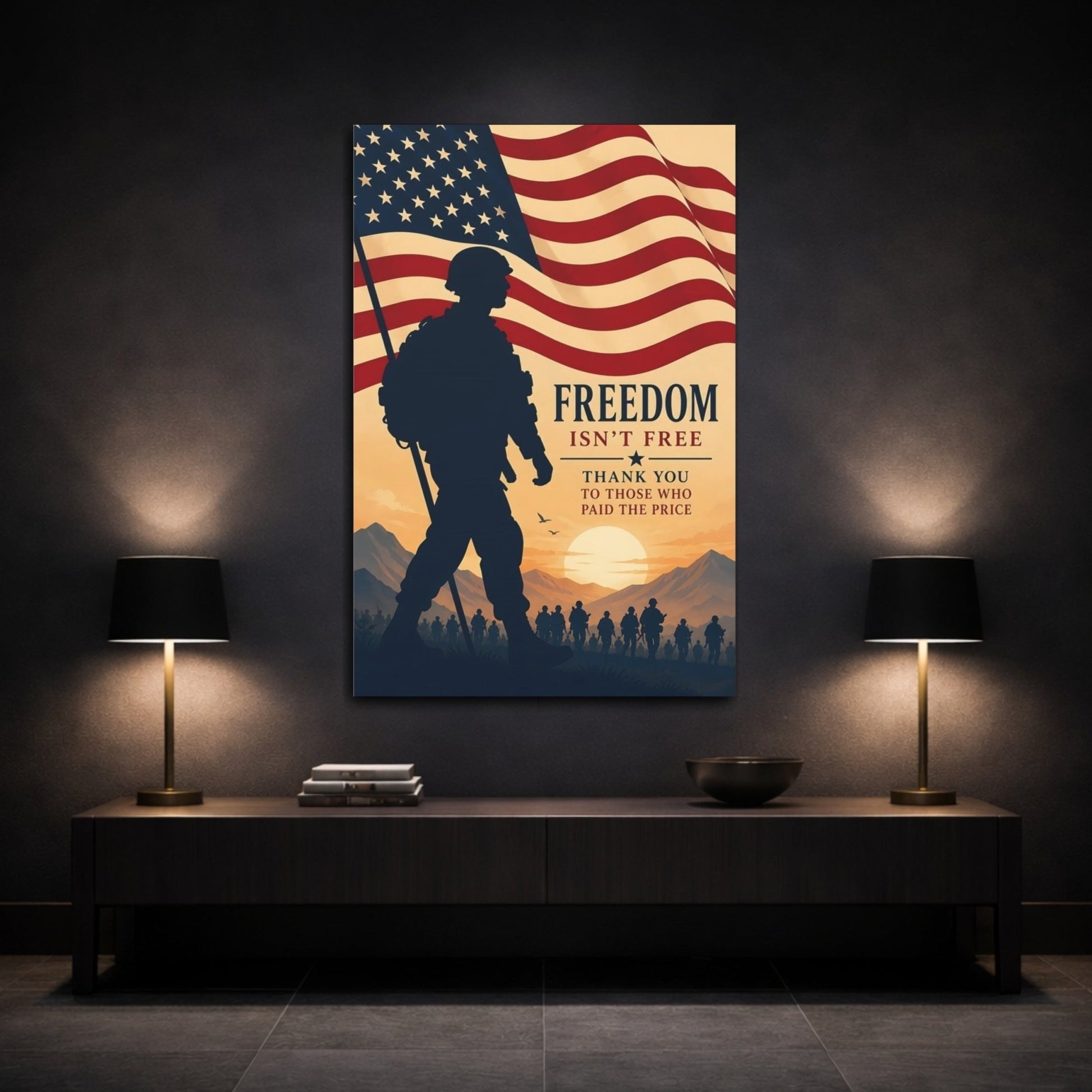 Vintage Soldiers Patriotic Military Canvas Wall Art Print – Living Room, Above Console Table - YesArtYes