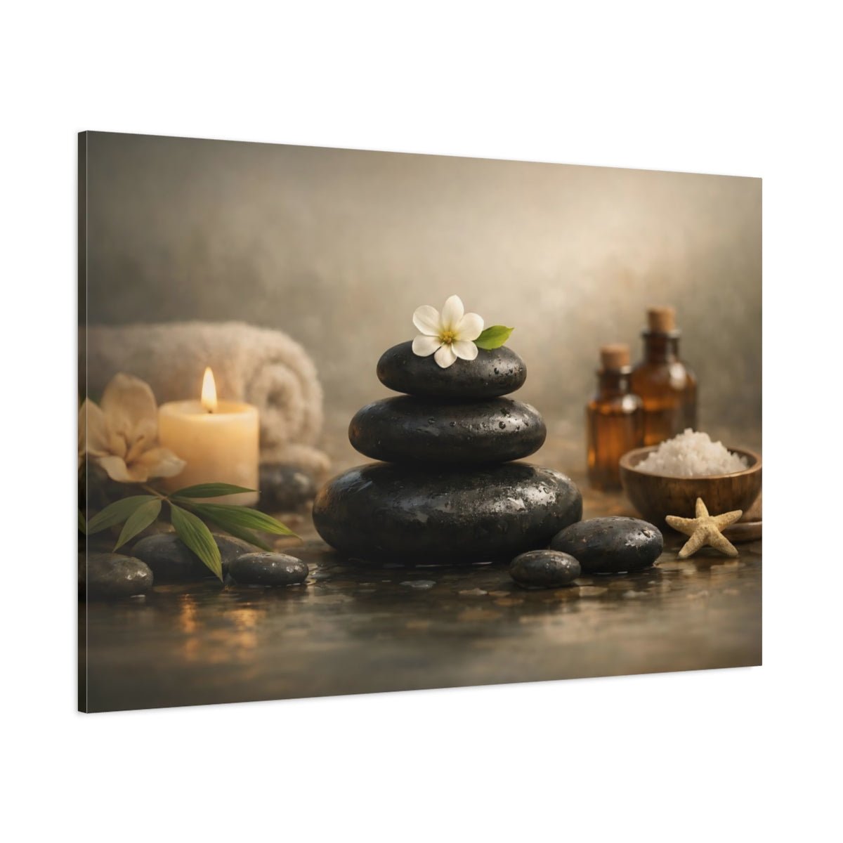 Vintage Spa Stones Nature - Canvas Wall Art Print - YesArtYes