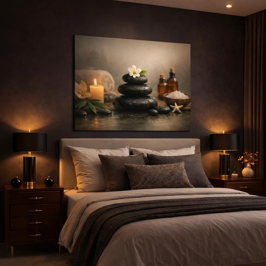 Vintage Spa Stones Nature - Canvas Wall Art Print - YesArtYes