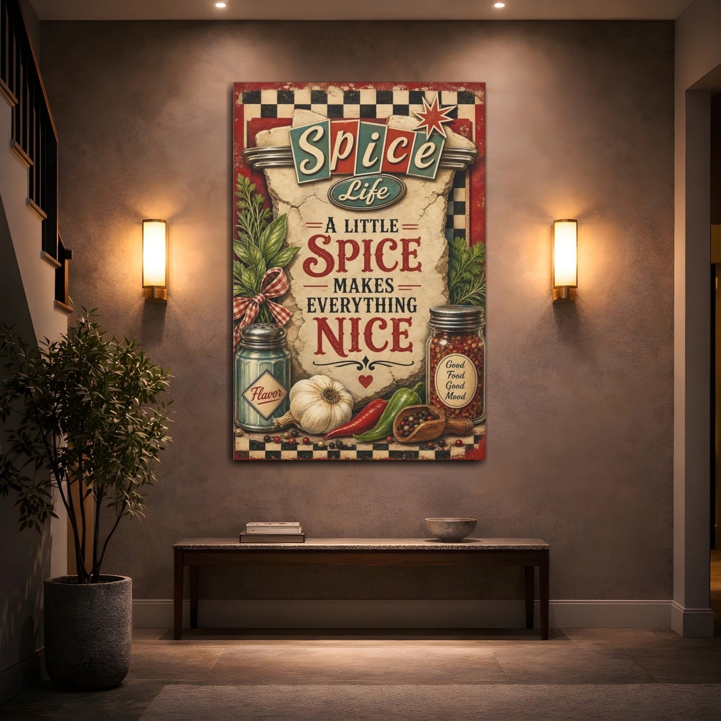 Vintage Spices Kitchen Canvas Wall Art Print – Dining Area - YesArtYes