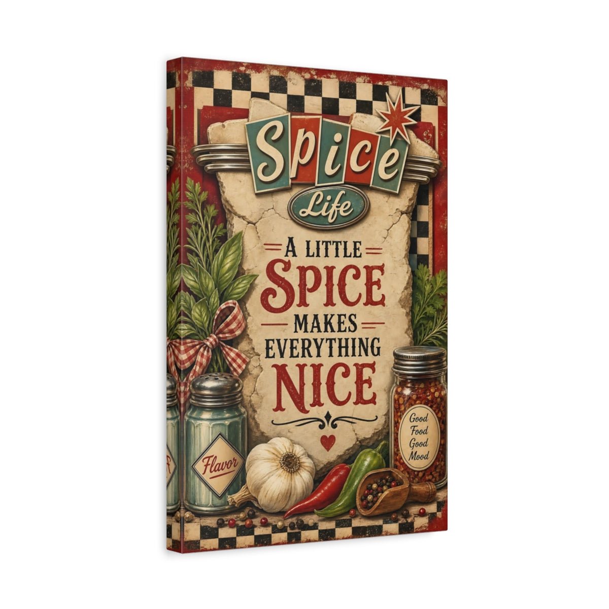 Vintage Spices Kitchen Canvas Wall Art Print – Dining Area - YesArtYes
