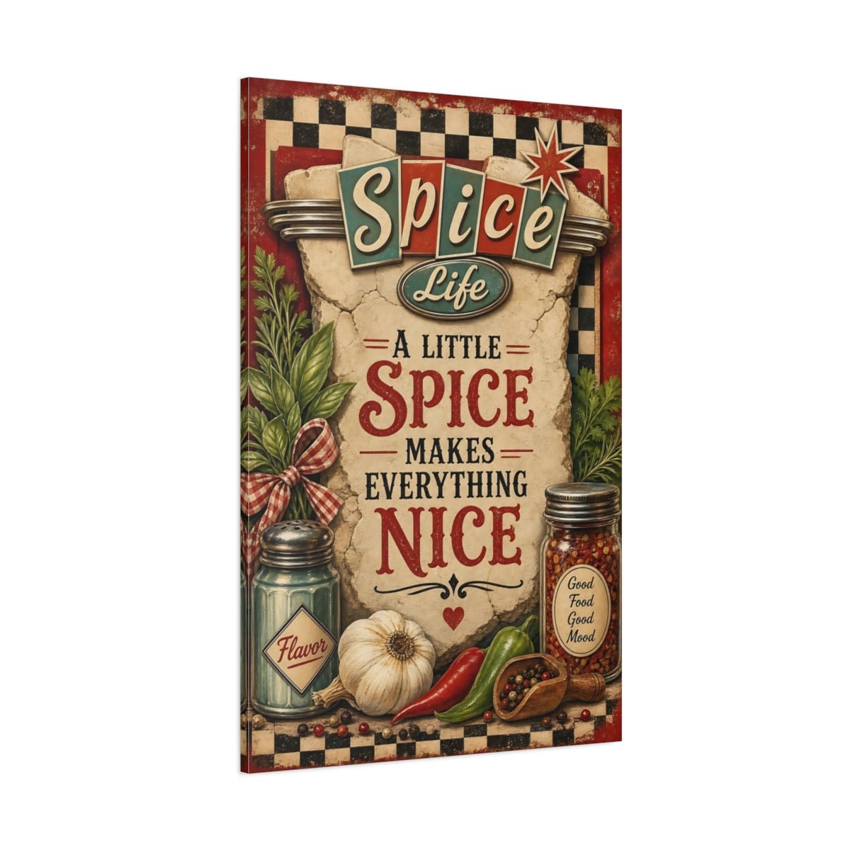 Vintage Spices Kitchen Canvas Wall Art Print – Dining Area - YesArtYes