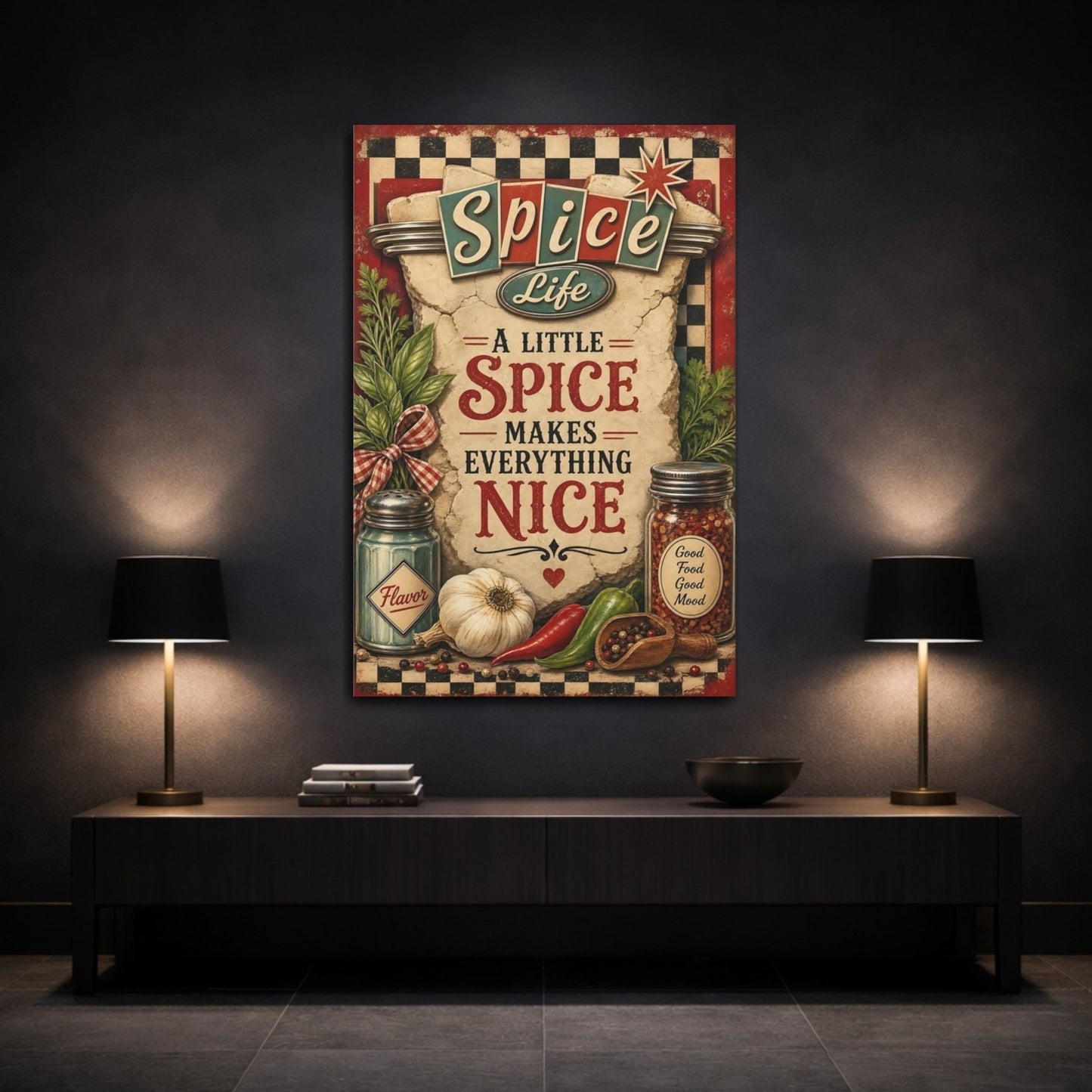 Vintage Spices Kitchen Canvas Wall Art Print – Dining Area - YesArtYes