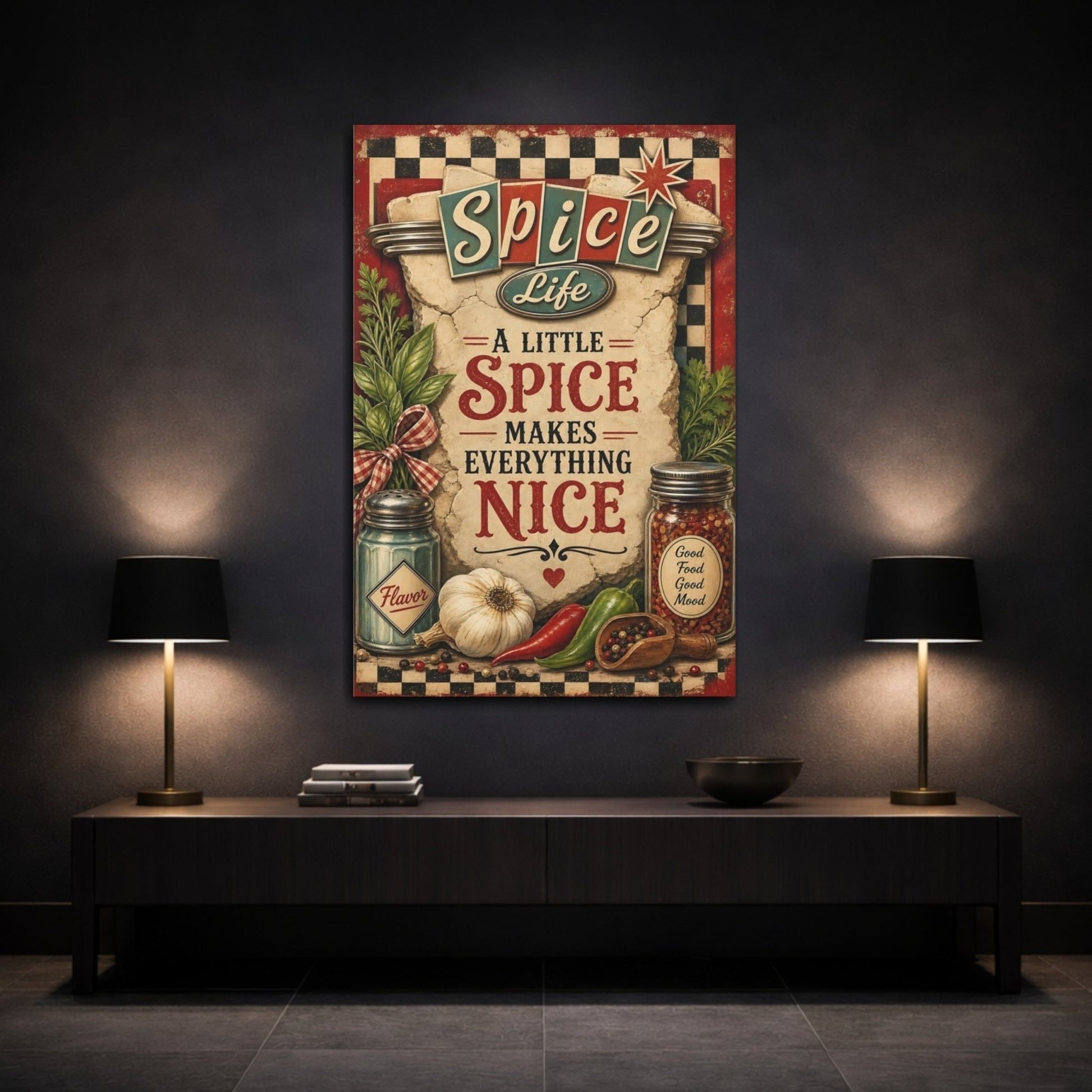 Vintage Spices Kitchen Canvas Wall Art Print – Dining Area - YesArtYes