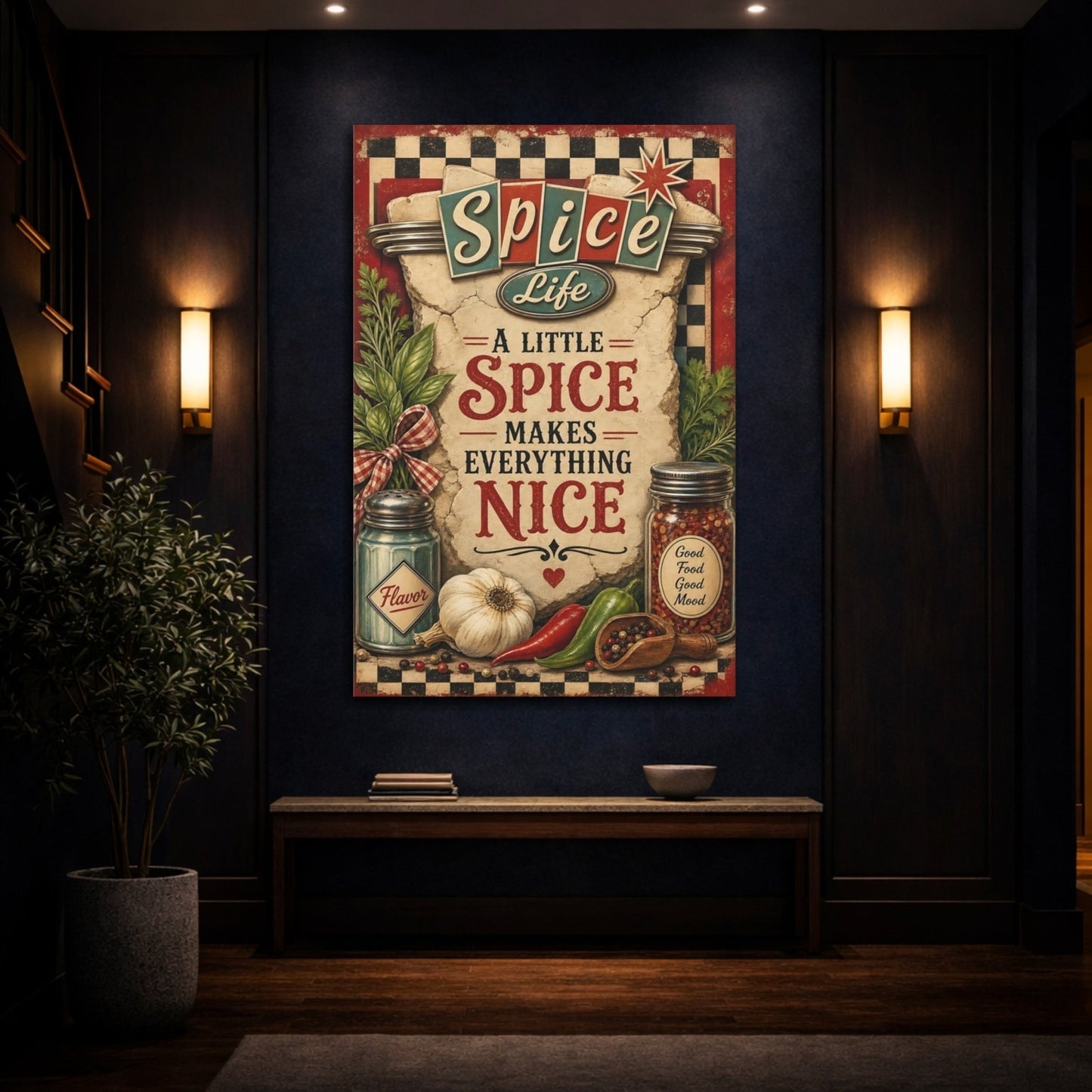 Vintage Spices Kitchen Canvas Wall Art Print – Dining Area - YesArtYes