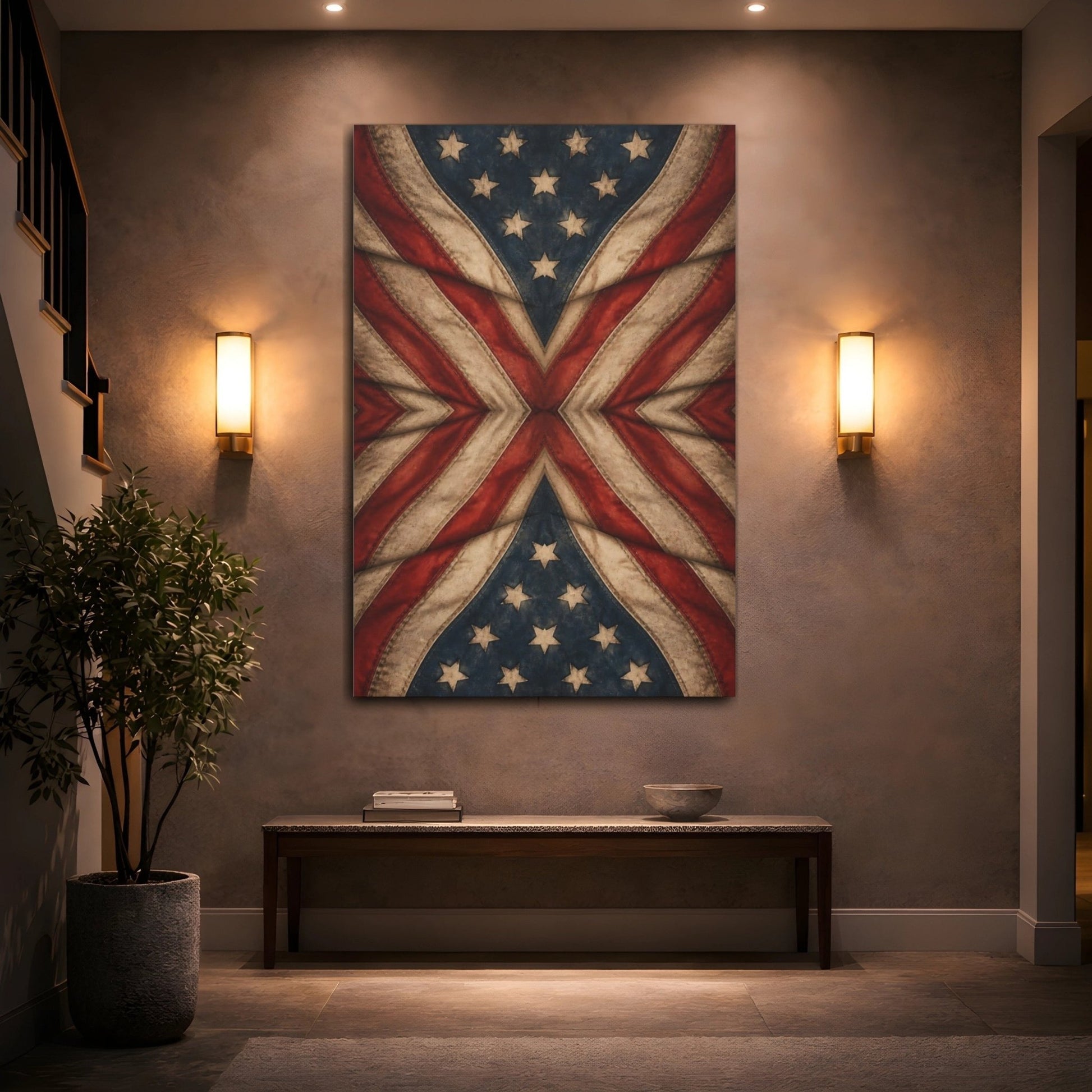 Vintage Stars And Stripes Flag Canvas Print – Living Room, Large Wall - YesArtYes